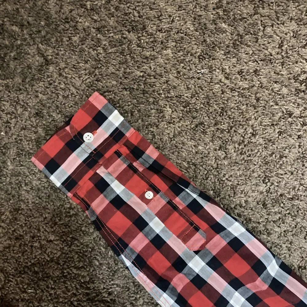 Levis Classic Red Black Checked Long Sleeve Shirt Size M